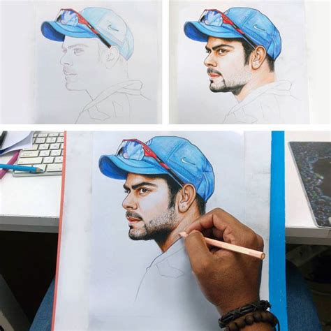 Virat Kohli Realistic Colored Pencil Drawing On Behance