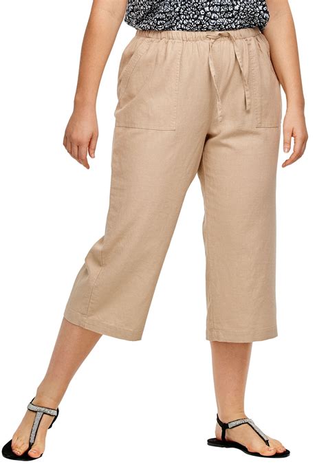 Ellos Women S Linen Blend Drawstring Capris Pants Walmart Com