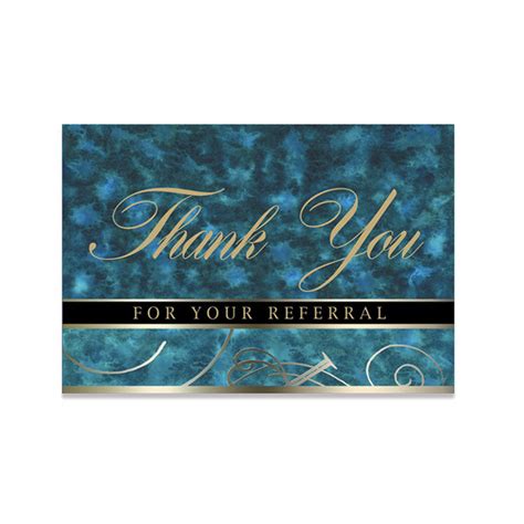 Blue Marbled Business Referral Thank You Note Card On The Ball Promotions