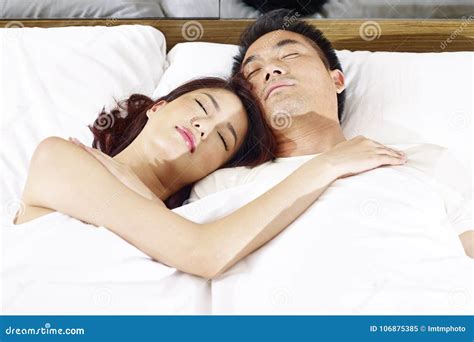 Asian Couple Sleeping In Bed Stock Image Image Of Comfortable Asian