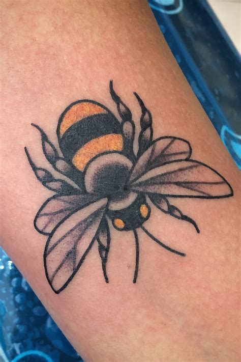 Tattoo Uploaded By Elyria Black Bumble Bee Inner Forearm 1069664