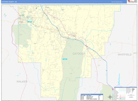 Catoosa County Ga Zip Code Wall Map Basic Style By Marketmaps Mapsales