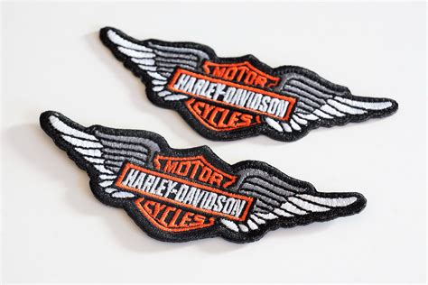 Harley Davidson Logo Wings Embroidered Patch Iron On Etsy