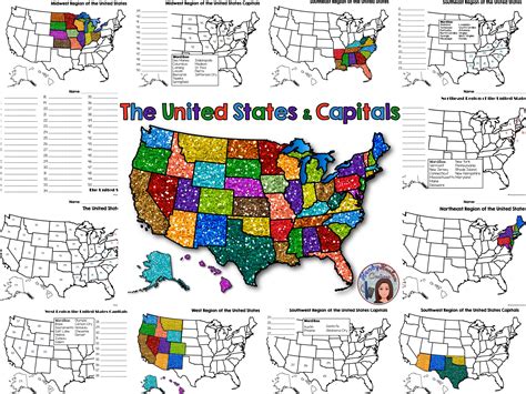Product Preview States And Capitals United States Map 50 States Map