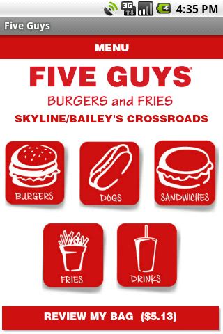 Fiveguys.com has up to 💰30% off promo codes and deals in jan 2021. Five Guys Burgers & Fries Android & iOS Apps | Five guys ...