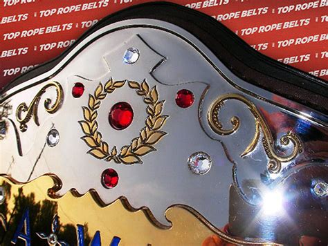Awa World Title Belt On Brown Leather Top Rope Belts