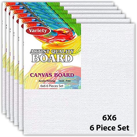 Variety Canvas 6 Piece 6 X 6 Inch Mini Canvas Boards For Painting
