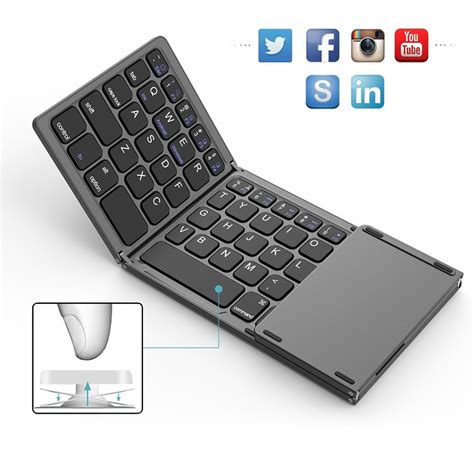 Mini Wireless Bluetooth Folding Keyboard With Touchpad For Windows