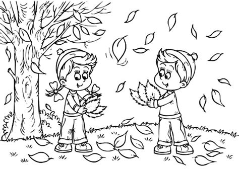 Coloriage Automne enfants gratuit à imprimer  Coloriages.info