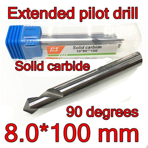 80100 Mm90degrees 1pcs Solid Carbide Extended Pilot Drill Cemented