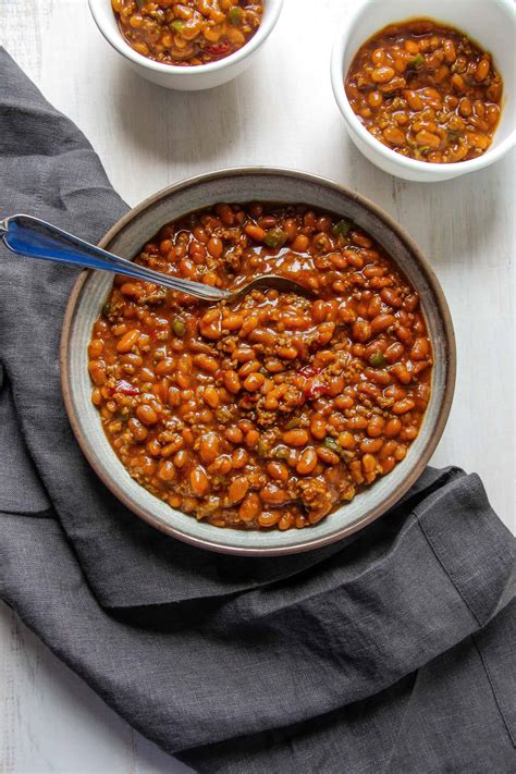 Bake at 350 degrees for 1 hour, uncovered. bush's baked beans with ground beef