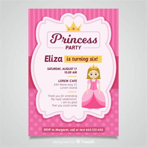 Premium Vector Flat Princess Party Invitation Template
