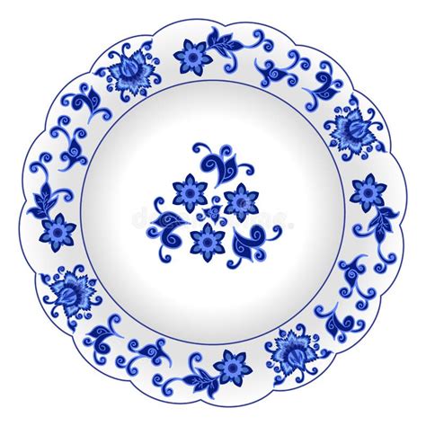 Square Porcelain Dish With A Blue Pattern In The Style Of National