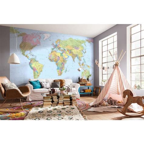 Komar 145 In H X 98 In W World Map Wall Mural Xxl4 038 The Home