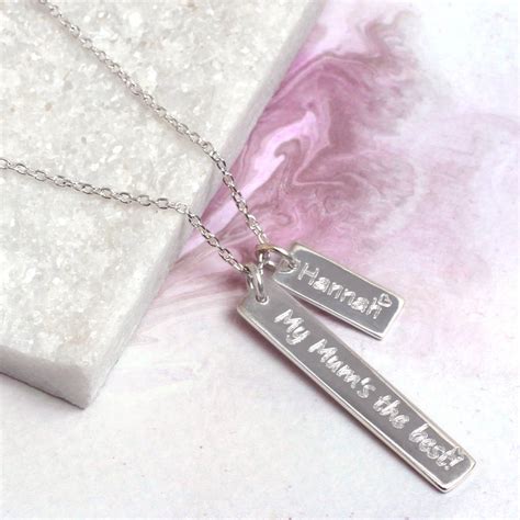 Personalised Sterling Silver Bar Charm Necklace By Hurleyburley