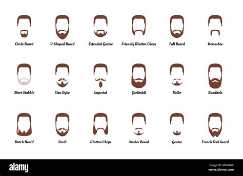 Vector Cartoon Style Set Of Man Different Fashion Beards And Mustaches