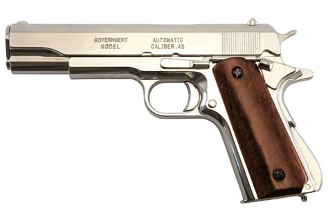 Nickel Plated Colt M1911a1 With Wooden Handle Usa 1911 Irongate Armory