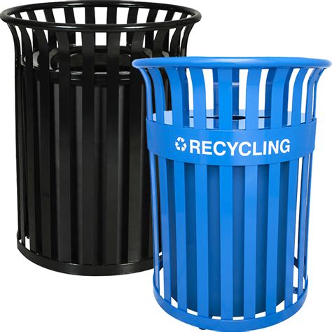 Streetscape Metal Trash And Recycling Container Combo Trash Cans Warehouse