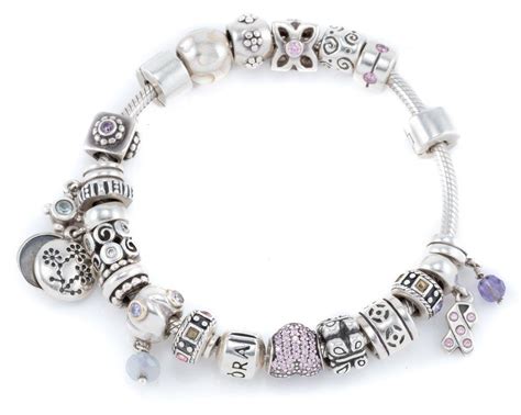 Pandora Charm Bracelet With 21 Charms And Box Braceletsbangles
