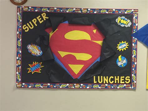 Superhero Theme For Bulletin Board In Cafeteria Cafeteria Bulletin