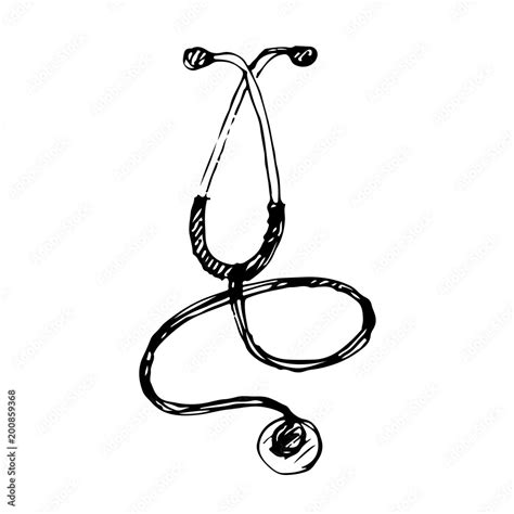 Hand Drawn Stethoscope Vector Illustration Sketch Stock Vector