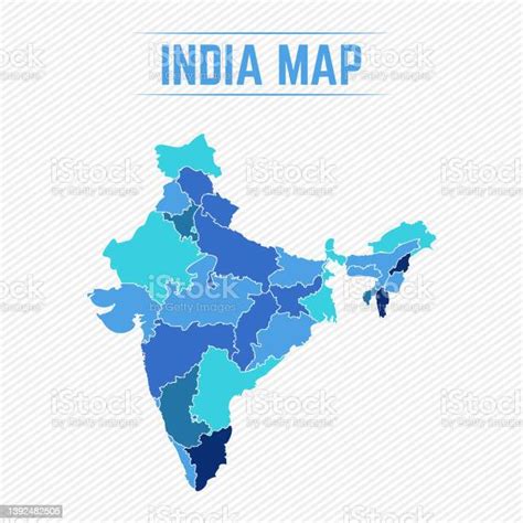 India Detailed Map With Regions Stock Illustration Download Image Now