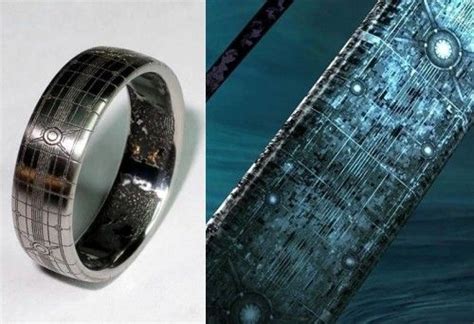 Custom Halo Video Game Themed Wedding Ring. I just think this is cool