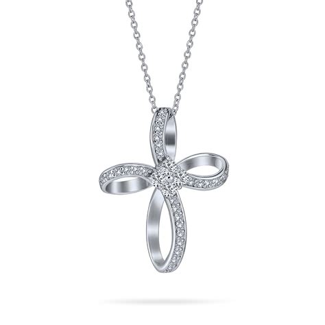 Bling Jewelry Ribbon Twist Open Infinity Cross Pendant Necklace For