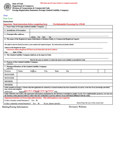 Fillable Foreign Registration Statement Form Printable Pdf Download