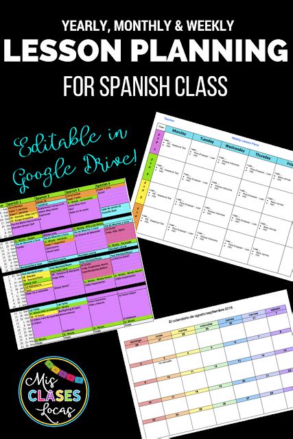 Back To School Spanish Lesson Plan Templates Editable Secondary Curriculum Plans Learning