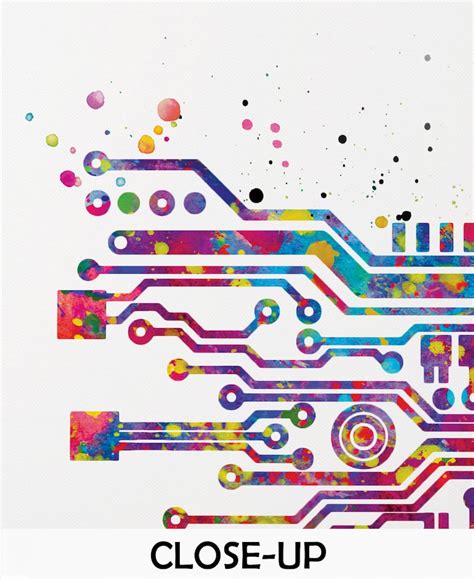 Circuit Board Art Watercolor Print Science Art Computer Modern Etsy Uk