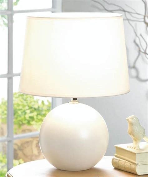 Product title better homes & gardens white wash faceted faux wood table lamp average rating: Small WHITE ROUND BASE Table Lamp w/ Fabric Shade - Lamps