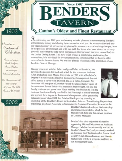 Benders Tavern Newsletter Benders Tavern