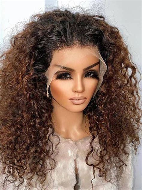 Chinalacewig Ombre Chocolate Brown Curly Compact X Hd Lace Front Wig