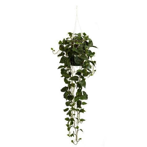 Nearly Natural 44 In H Green Philodendron Hanging Basket Silk Plant