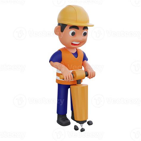 3d Render Cute Construction Workers Activities 27104052 Png