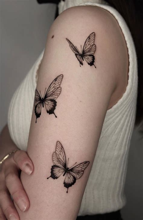 30 Cute Butterfly Tattoos Three Butterflies On Upper Arm I Take You