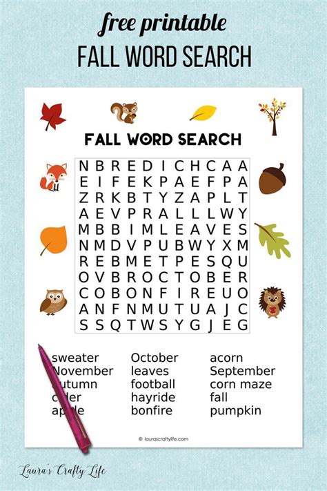 Fall Word Search Free Printable Fall Word Search Perfect For Autumn