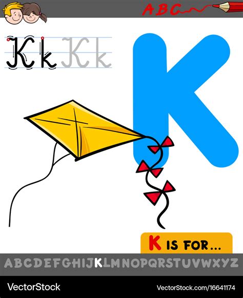 Letter K With Cartoon Kite Toy Object Royalty Free Vector