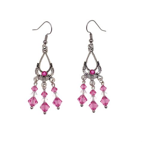 Pink Chandelier Earrings Pink Swarovski Earrings Pink Etsy