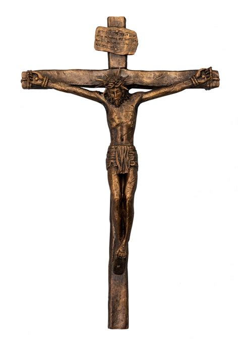 10 Inch Antique Bronze Realistic Crucifix