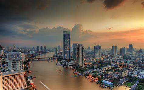 Sunset over Bangkok, Thailand HD Wallpaper | Background Image ...