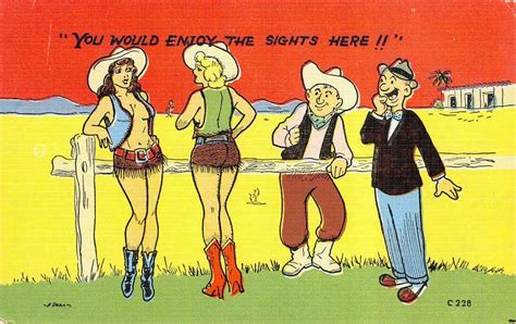 You Would Enjoy The Sights Here Cowgirls Risque Comic C S Vintage Postcard Topics