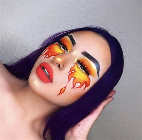 Pin By Angelena Velez On Beauty Fire Makeup Halloween Makeup