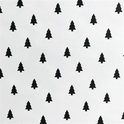 White And Black Christmas Tree Pattern T Wrap X 2 Sheets Etsy