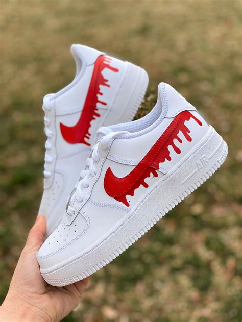 Custom Red Nike Drip Air Force Ones Pick Your Color Custom Etsy