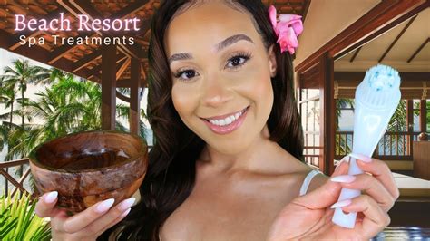 Asmr Luxury Beach Resort Spa🌺 Facial Treatment And Coconut Oil Massages W Layered Sounds Youtube
