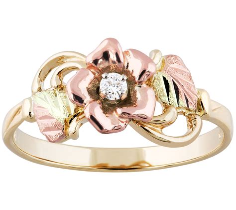 Black Hills Gold Diamond Accent Floral Ring K K Gold QVC Com