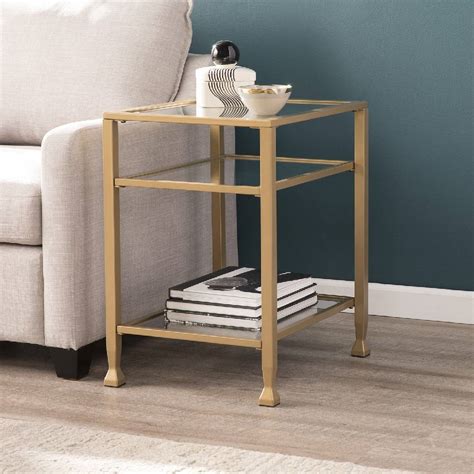 Jaymes Gold Metal And Glass End Table Sei Furniture Ck5772