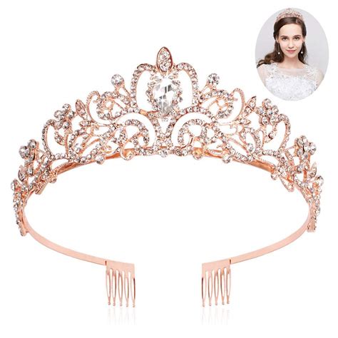 Buy Araluky Rose Gold Tiara And Crown For Women Jeweled Elegant Gold Rhinestones Princess